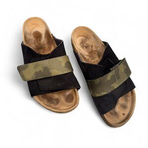 Black suede leather Birkenstock Kyoto sandals